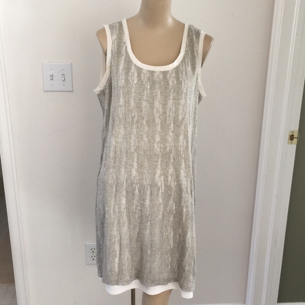 CCO Gold silver textured dress over nude slip